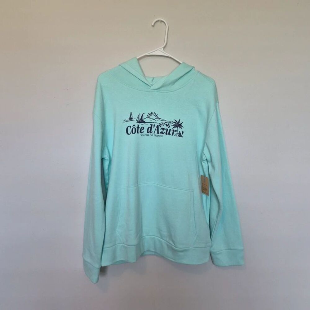 Boys Turquoise Graphic Hoodie Sweater Size XL 16-18